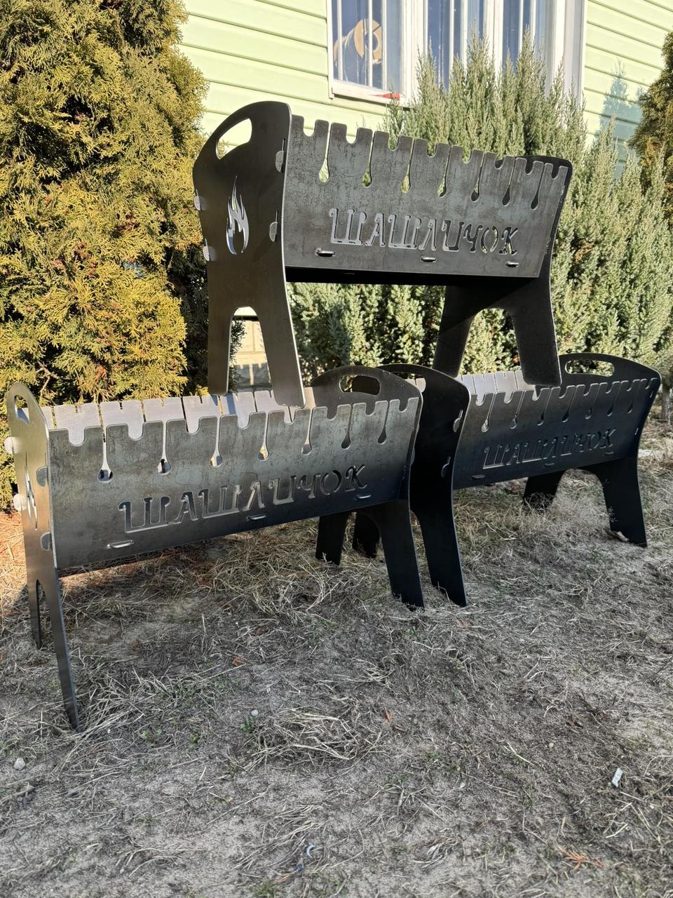 Розбірний дворівневий мангал стінки 3мм на 8 шампурів Bizon M1, фото 1