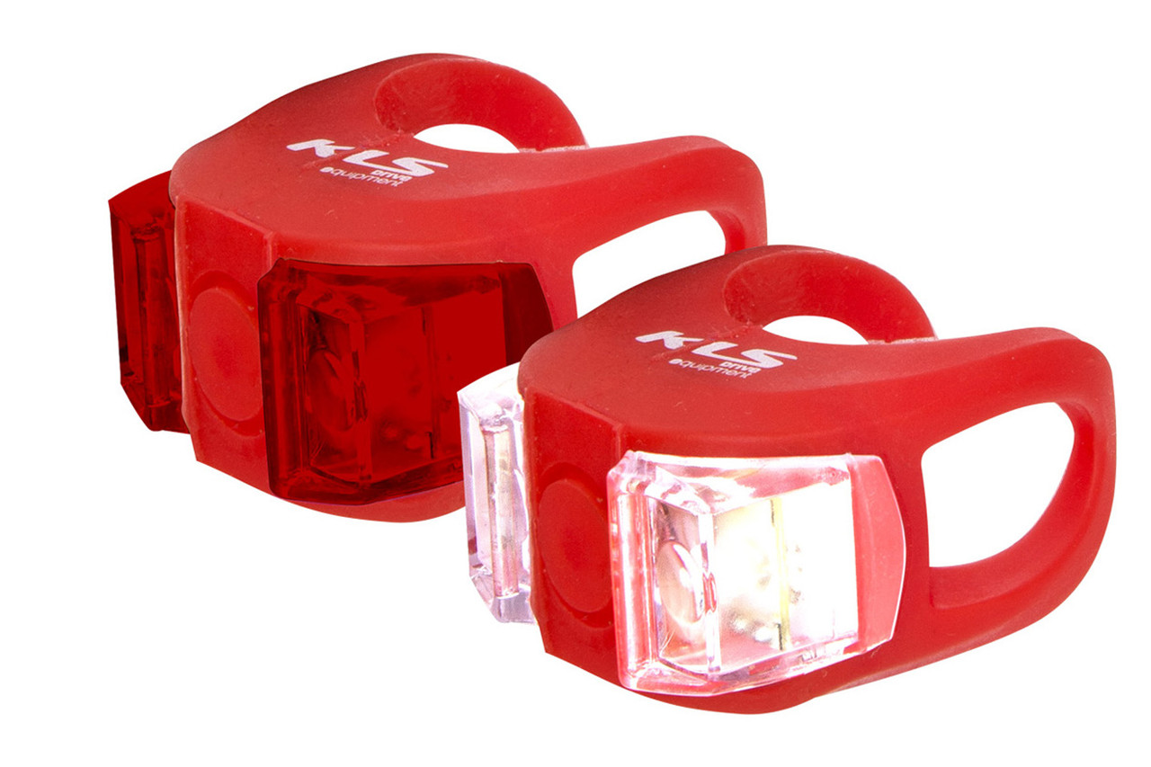 Фонарик на велосипед ліхтарик фара KLS Twins набір передня, задня червоний, фото 1