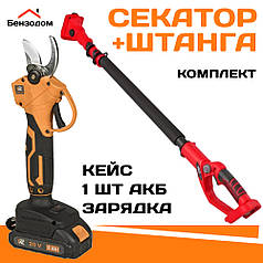 КОМПЛЕКТ: Акумуляторний секатор Tex.AC ТАОЕ-PS25 + штанга Stark 1620 (кейс, батарея 2 А/год 20 В)