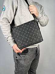 Шкіряна елегантна сумка-месенджер Louis Vuitton через плече луї вітон чоловіча вмістка для документів