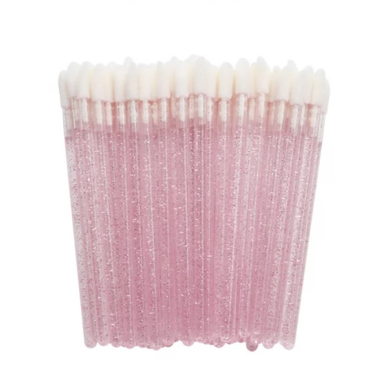 Макробраші велюрові аплікатори для брів, вій, губ БЛИСТКИ рожеві 50 шт/упаковка, фото 1