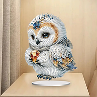 Алмазна мозаїка картина стразами за номерами сова на підставці