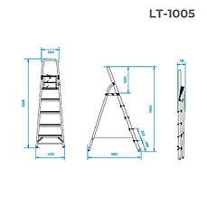Стрем'янка з алюмінію 5 сходинок, висота до платформи 1,06 м INTERTOOL LT-1005