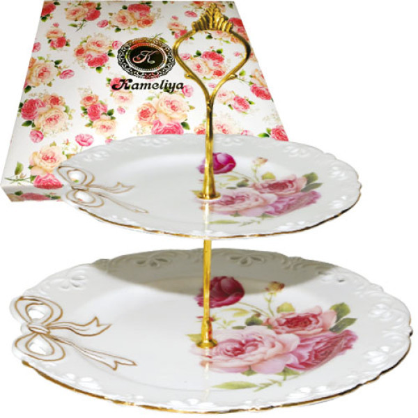 308400 Цукерниця двохярусна Бант (d22,2см, d15,3см)