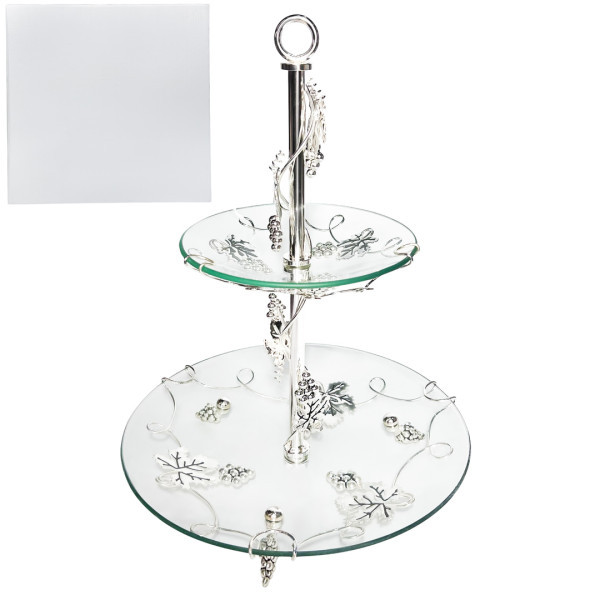 37208 Фруктовниця 2х-яр. кругла декор Виноград (30*30*39см)