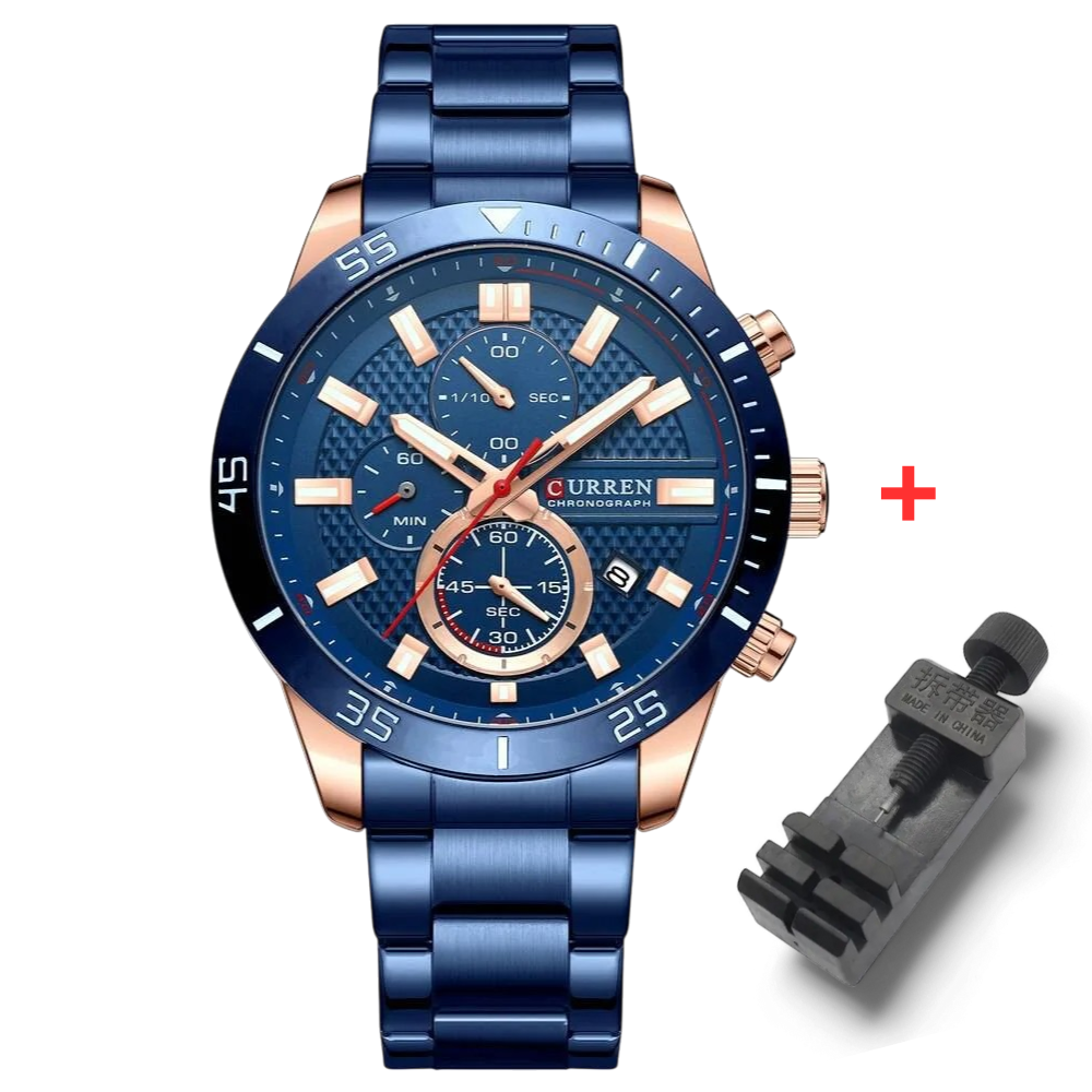 Чоловічий кварцовий годинник з хронографом Curren 8417 Blue-Gold