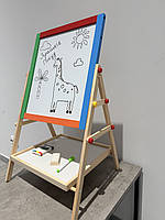 Дерев'яна іграшка Мольберт MD 0897 Маленький художник, дошка двостороння, крейда, маркер, губка, коробка, 36-50-4,5., фото 2