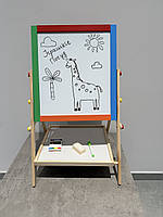 Дерев'яна іграшка Мольберт MD 0897 Маленький художник, дошка двостороння, крейда, маркер, губка, коробка, 36-50-4,5., фото 4