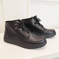 Черевики чоловічі чорні на шнурівці, натуральна шкіра