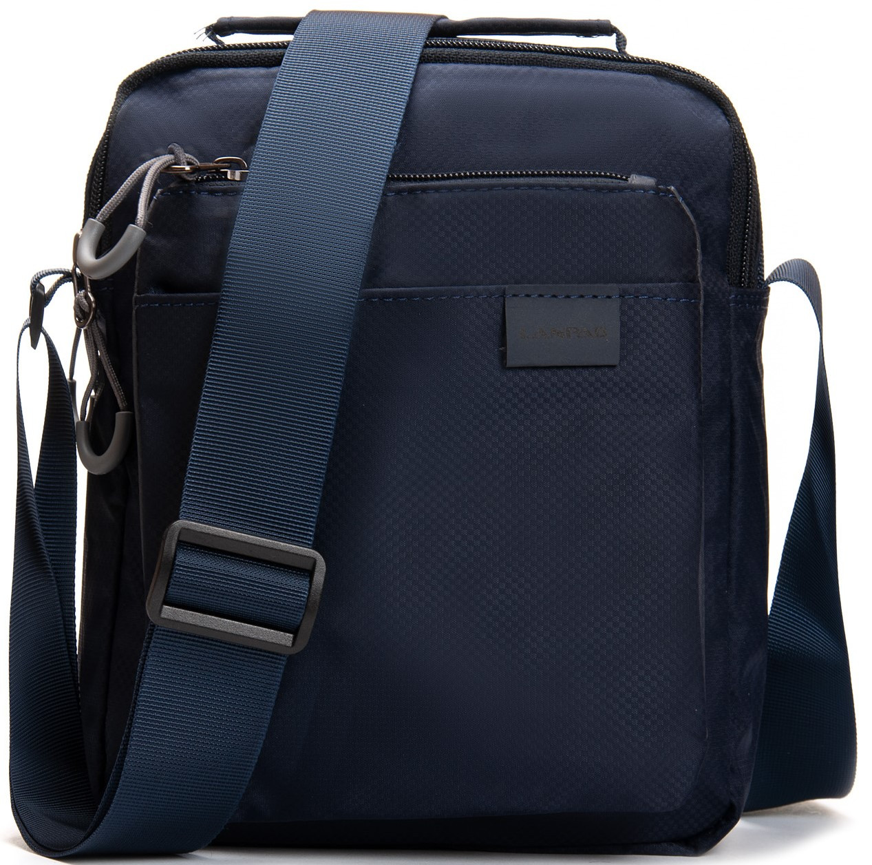 Сумка чоловіча тканинна синя на плече середня з нейлону два відділ і три кишені 19х26х10 см Lanpad 53219