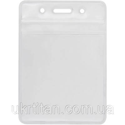 Оригінал! Бейдж Optima вертикальний замок zip lock PVC, 75х95 мм (O45612) - Вища Якість!, фото 1