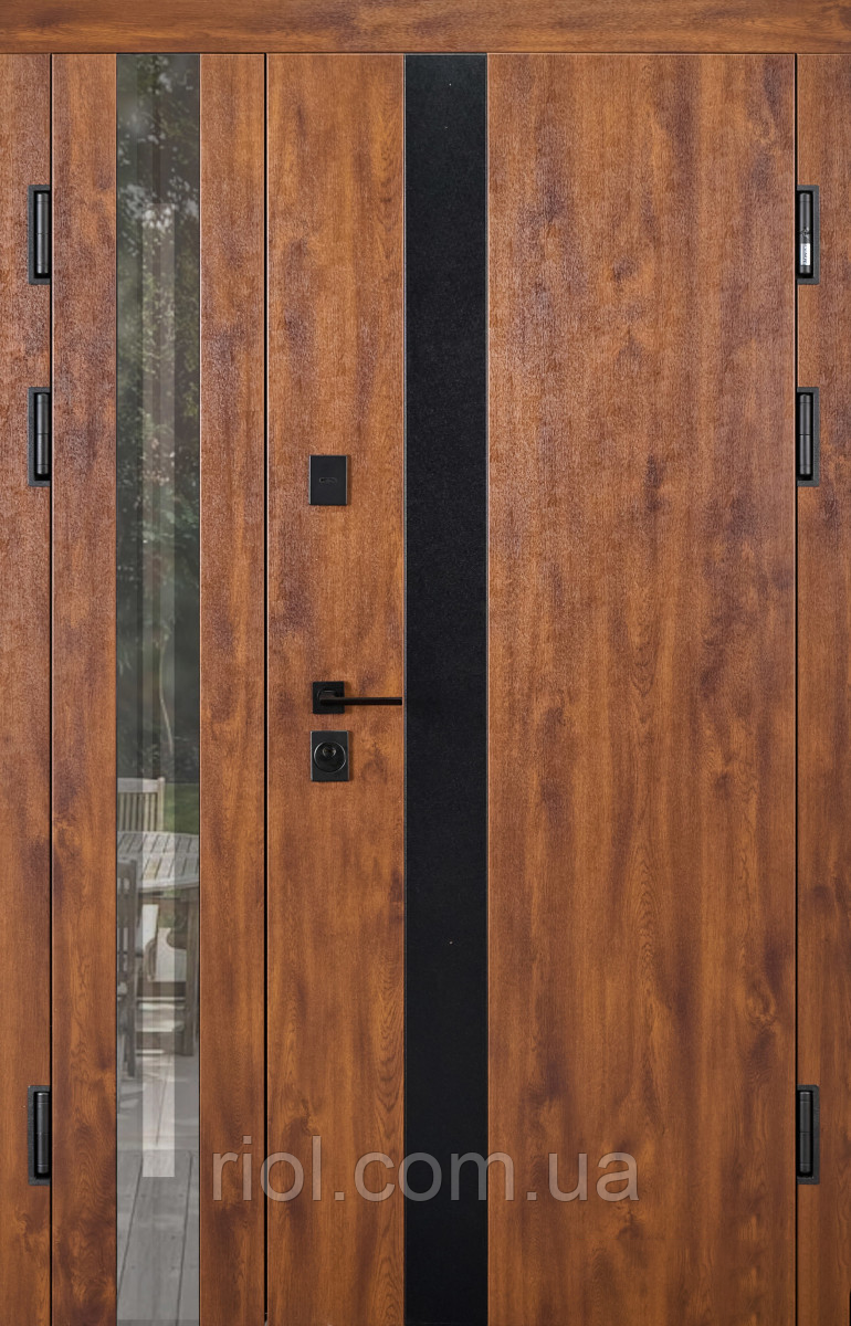 Полуторні вхідні двері з терморозривом Carat Дуб, фото 1