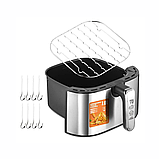 Аерофрітюрниця на 7 л з гратами та невеликими шампурами 1500 Вт Air Fryer RAF 5354 Фритюрниця на кухню, фото 5