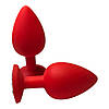 Анальна пробка силіконова червона з прозорим каменем Red Anal Plug Розмір L, фото 8