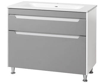 Тумба підлогова ЮВВІС Валенсія NEW GREY 100 см з умивальником Естель 100 см
