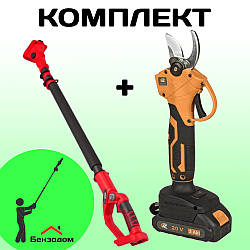 КОМПЛЕКТ: Акумуляторний секатор Tex.AC ТАОЕ-PS25 + штанга Stark 1620 (кейс, батарея 2 А/год 20 В)