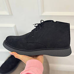 Черевики чорні чоловічі на шнурівці. Натуральна шкіра нубук