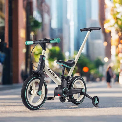 Дитячий велосипед трансформер 4 в 1 двоколісний триколісний велик біговел знімні педалі колеса гальмо ручка