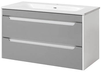 Тумба підвісна ЮВВІС Валенсія NEW GREY 100 см з умивальником Естель 100 см