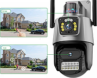 Уличная камера видеонаблюдения Dual Lens онлайн камеры наблюдения поворотная wifi камера для охраны