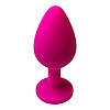 Анальна пробка силіконова рожева з прозорим каменем Pink Anal Plug Розмір L, фото 5