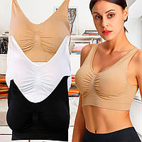 Спортивный топ без косточек бесшовный бюстгальтер набор 3 шт черный белый бежевый Ahh Bra