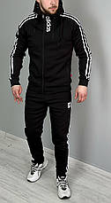 Спортивний костюм Adidas Адідас чорний спорт костюм зі смужками, фото 2