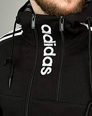 Спортивний костюм Adidas Адідас чорний спорт костюм зі смужками, фото 5