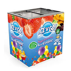 Морозильна камера 200 л, 3 кошика, пряме скло Freeze  -18…-25°С, морозильний ларь зі скляними розсувними дверима