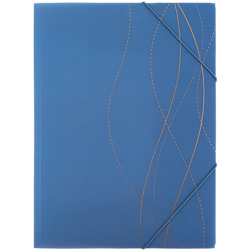 Папка на гумках, А4+, Waves-2. Матеріал: пластик з шимером, щільність 430 мкм, фото 1