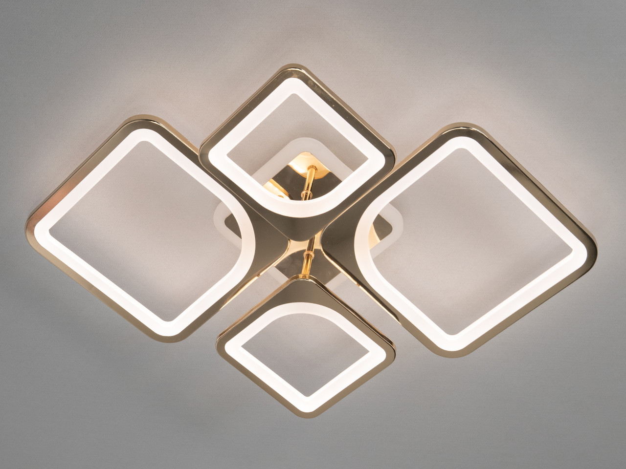 Світлодіодна люстра з пультом і LED-підсвіткою, колір золото, 85 W на 12 м2 8060-2+2G-LS