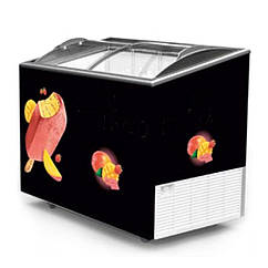 Морозильна камера Prima 300 л (-18…-25°С), випукле скло, торгова морозильна скриня з розсувними скляними дверима