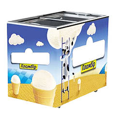 Морозильний ларь Prima 300 л (-18…-25°С), пряме скло, торгова морозильна скриня з розсувними скляними дверима