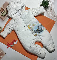 Комбінезон для новонароджених демісезонний на виписку та для прогулянок 56-62 розмір муслин з сатином