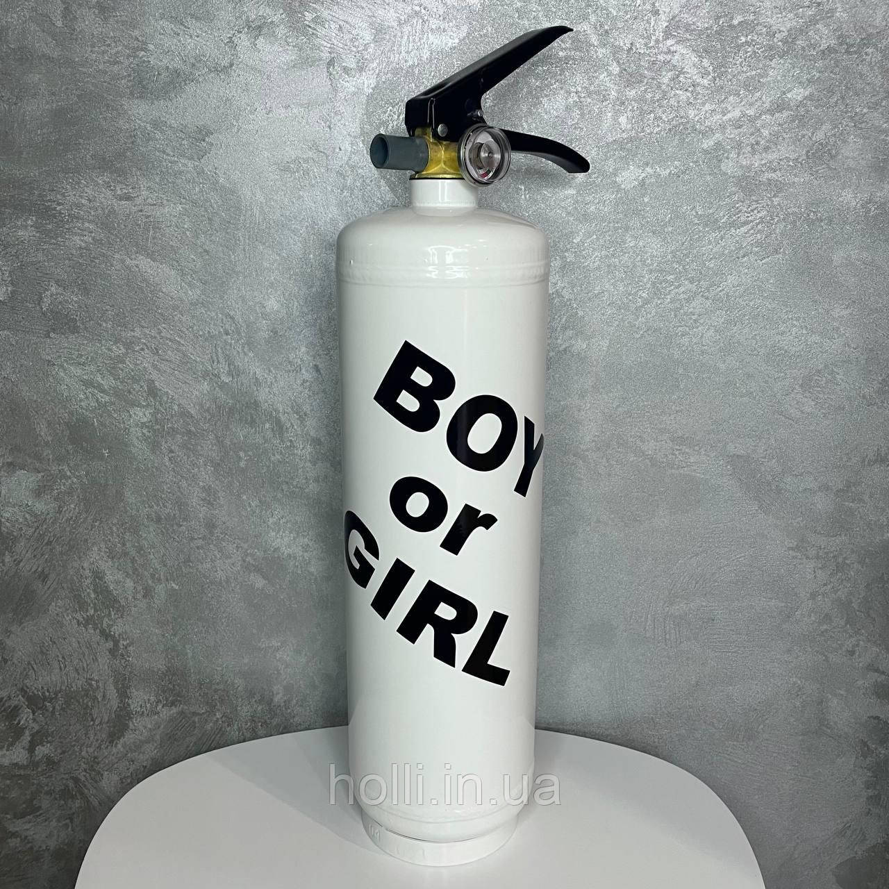 Білий Балон для Gender Party 3 кг з Рожевою фарбою Холі, ґендер паті, балон для визначення статі, чорна наліпка, балон BOY OR GIRL