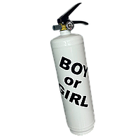 Білий Балон для Gender Party 3 кг з синьою фарбою Холі, ґендер паті, балон для визначення статі, чорна наліпка, балон BOY OR GIRL