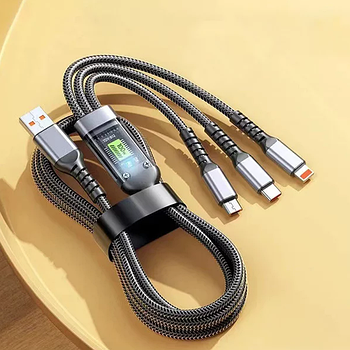 Кабель для заряджання телефонів USB, Type-C, Lightning із швидкою зарядкою, довжина шнура 1 м