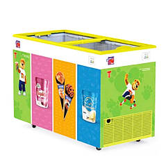 Морозильна скриня Nix 400 л (-18…-25°С ), пряме скло, розпашні скляні двері, морозилка для морозива, морозильна камера для м'яса