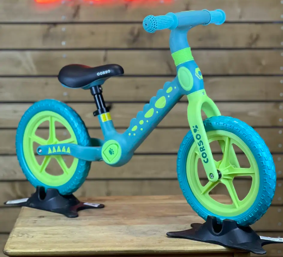 Дитячий біговел велобіг на нейлоновій рамі 12 дюймів Corso CS-12530 EVA колеса Зелений, фото 1