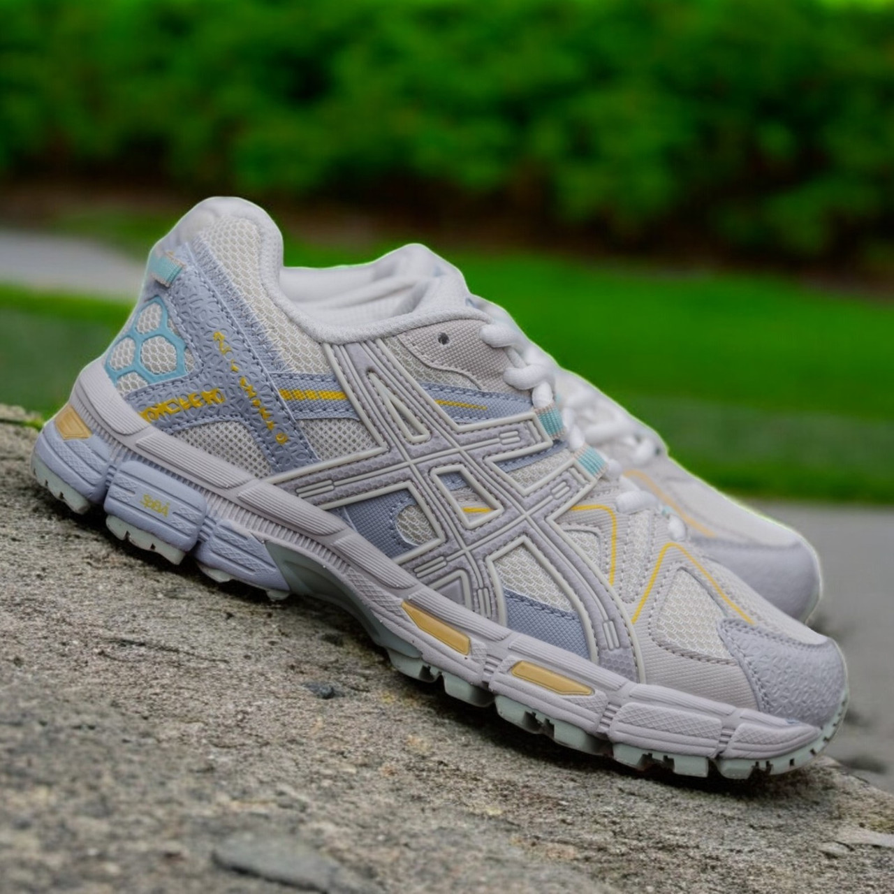 Жіночі кросівки Asics Gel Kahana 8 весна-осінь-літо повсякденні (бежеві з синім). Живе фото, фото 1