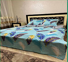 Двоспальний комплект постільної білизни євро 200*220 ранфорс на блискавці (23597)