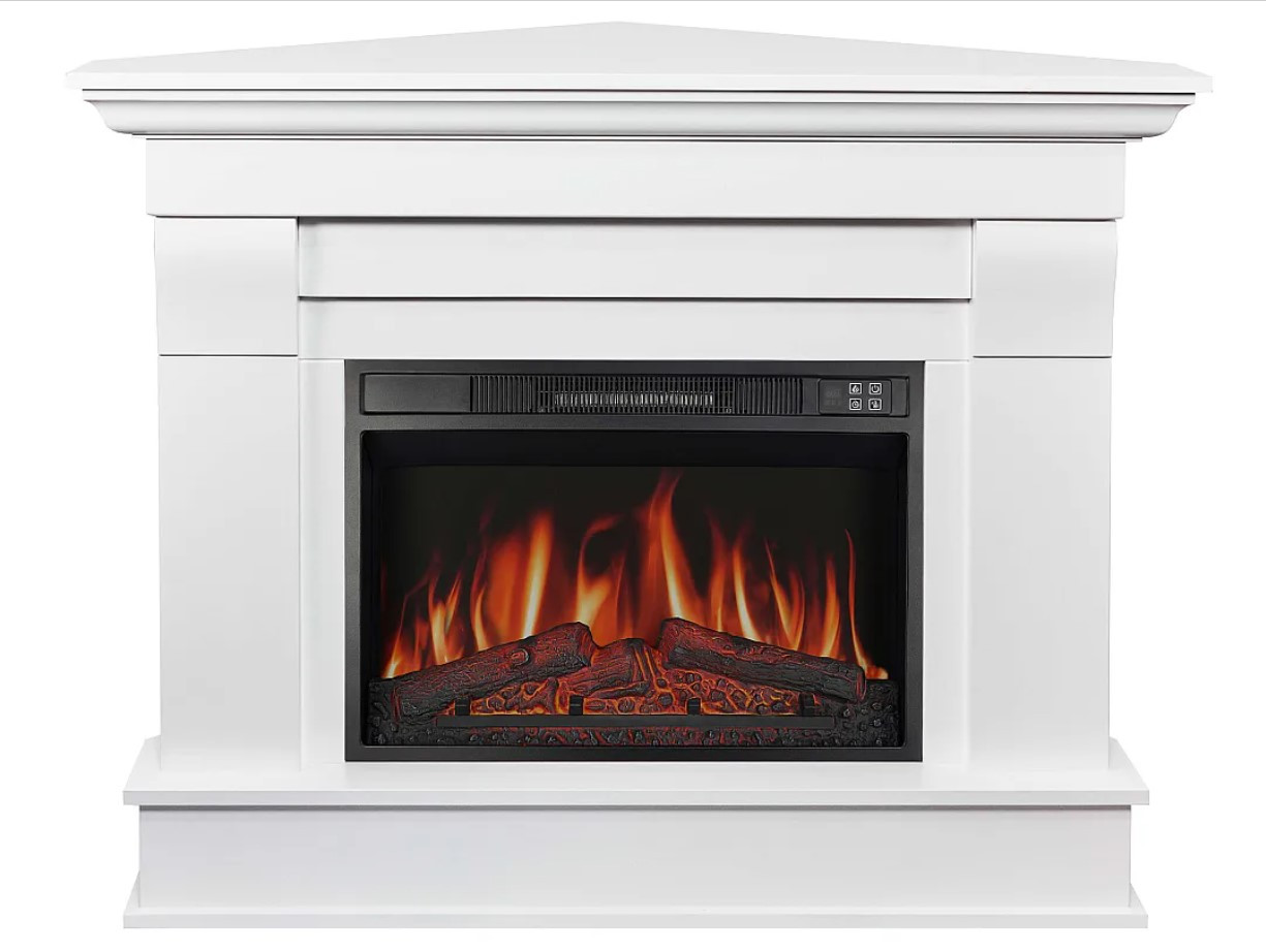 Камінокомплект Кутовий ArtiFlame Albion Corner AF23S Білий (зі звуком) Електрокамін з ефектом живого вогню