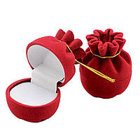 Футляр мішок круглий червоний оксамит для ювелірних виробів під кільце прикраси розмір 5Х4,5Х5 см усередині білий