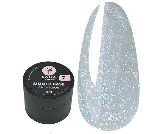 Камуфлююча база для нігтів з мерехтінням Saga Professional Shimmer Chameleon №7, 15 мл