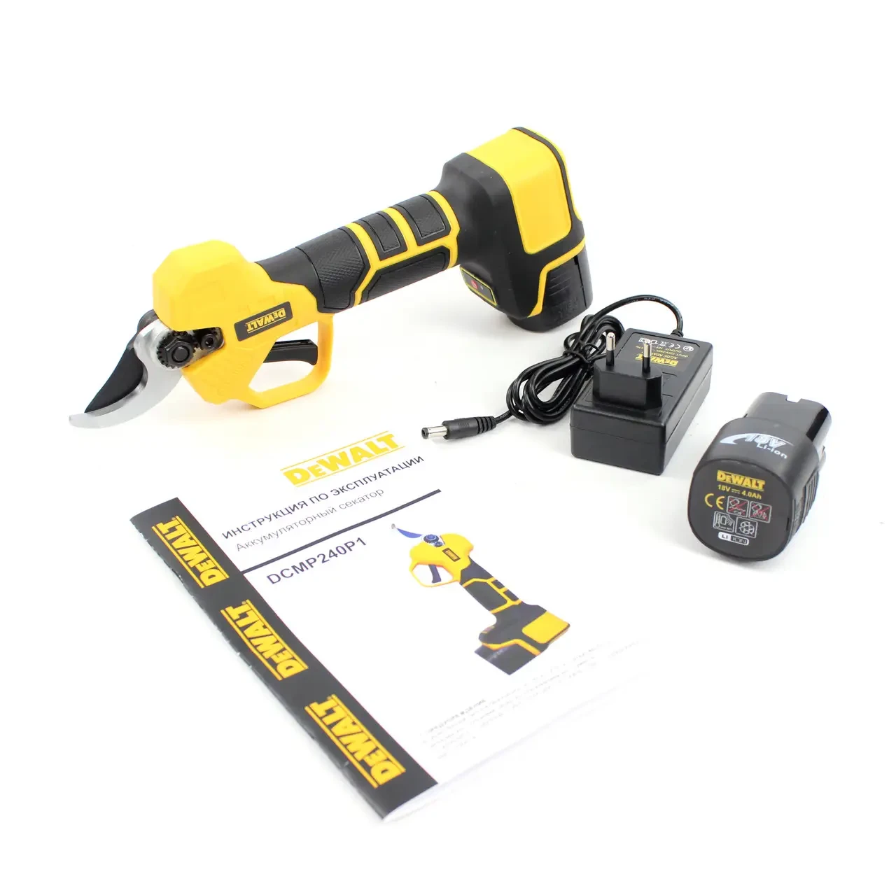 Акумуляторний секатор DeWalt DCMP240P1 (2АКБ, 18V, 4AH), АКБ секатор Деволт, фото 1
