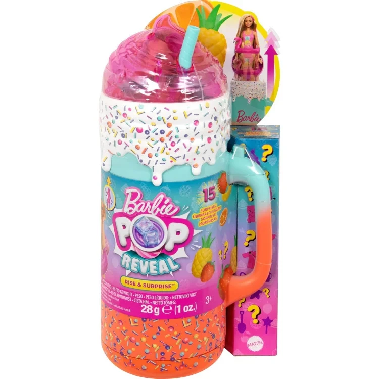 Barbie Pop Reveal Rise Surprise Fruit Series Лялька Барбі сюрприз кольорове перевтілення Тропічні фрукти, фото 1