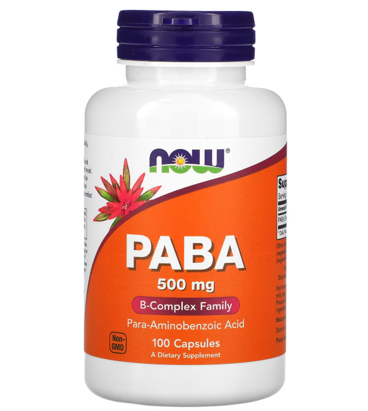 ПАБК PABA 500 мг NOW Foods 100 капсул