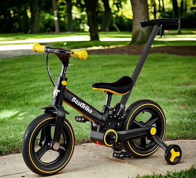 Велосипед трансформер для малюків біговел двоколісний триколісний велик знімні педалі колеса ручка гальмо