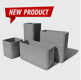 Бетонний вазон серія "М'який квадрат та прямокутник" для квітів та дерев, для вулиці, саду, дачі та тераси