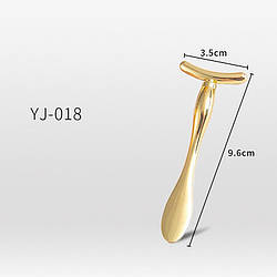 Масажна паличка зі сплаву у формі літери Т, ложка для крему голд 9.6х3.5см